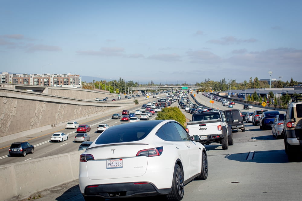 Heavy freeway traffic near San Diego illustrating accident risks involving Navy personnel commuters