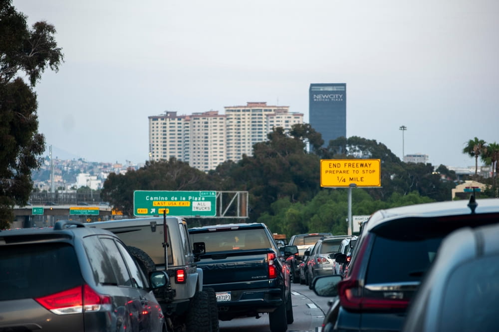 Traffic congestion approaching the San Ysidro border crossing in Southern California